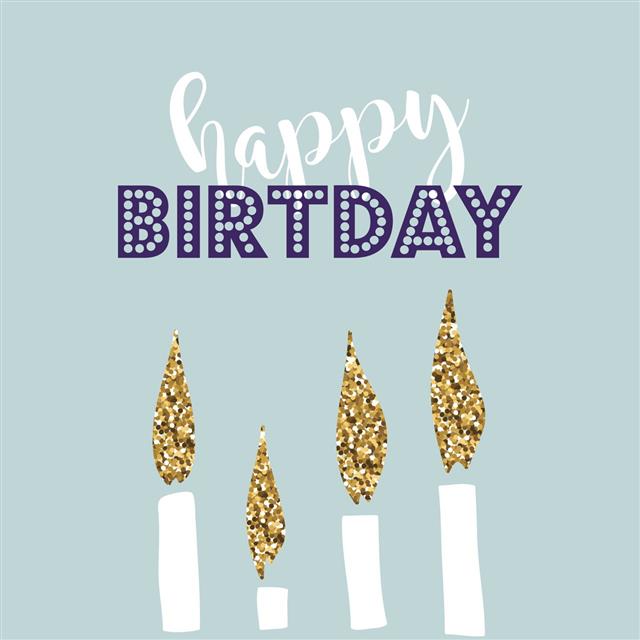 Birthday Greeting Cards With Gold Glitter