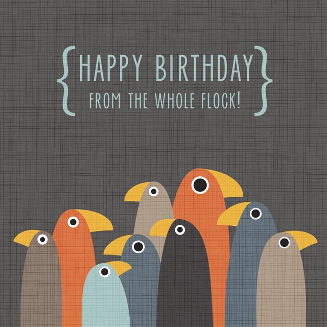 Birthday Card With Funny Standing Birds