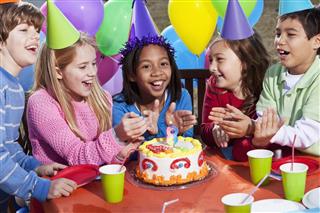 Children at birthday party