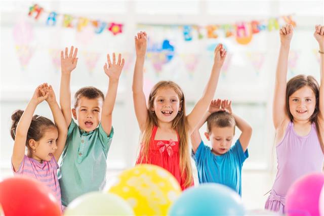 Cheerful children celebrating Birthday