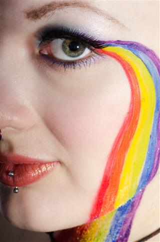 Woman With Rainbow Makeup
