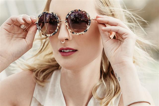 Fashionable Woman Wearing Sunglasses