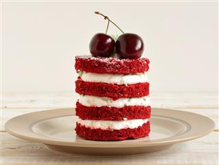 Red Cake With Cherry