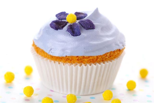 Cupcakes Decorated With Candied Violets