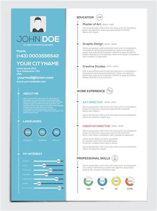 Flat Resume With Infographic