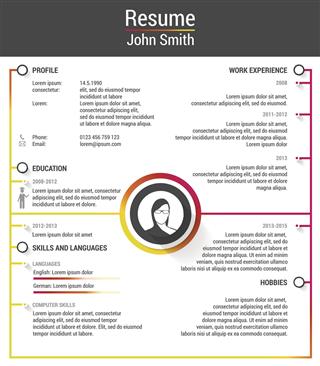 Resume With Infographic And Timeline Vector