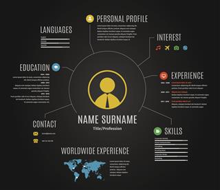 Dark Resume Web Infographic Template