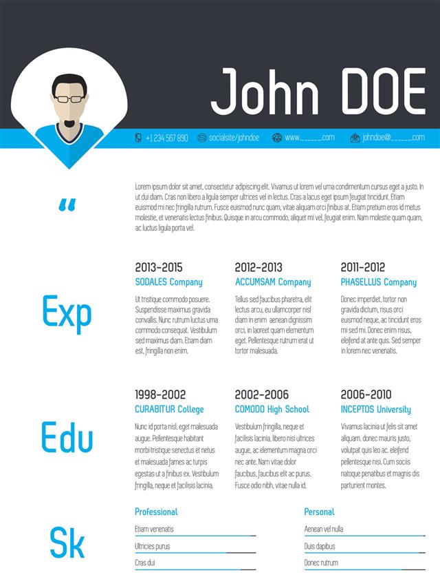 Modern Resume Cv Template With Photo