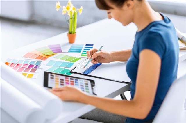 Woman Working With Color Samples