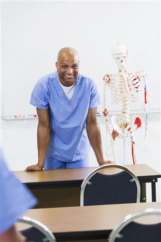 Instructor In Anatomy Classroom