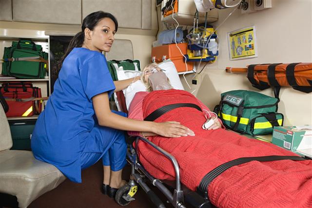 Nurse And Patient In Ambulance