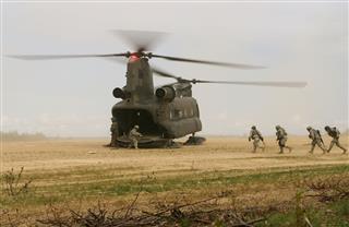 Military With Helicopter