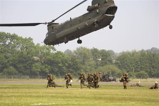 Chinook Helicopter Airlifting Troops