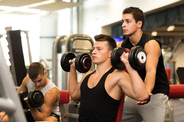 Group Of Men With Dumbbells