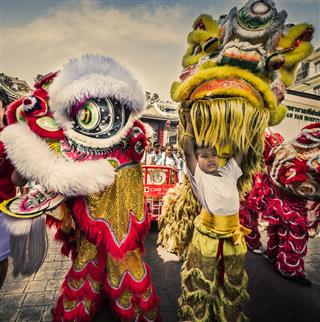 Chinese Lion Dance New Year