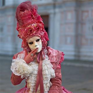 Venetian Costume Attends Carnival Of Venice