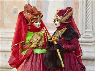 Venetian Costume Attends Carnival Of Venice