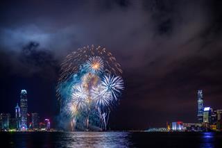 New Year Firework At Hong Kong