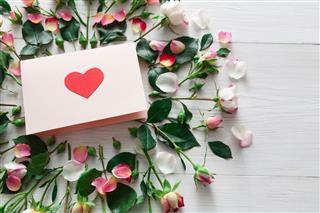 Heart Card And Flowers