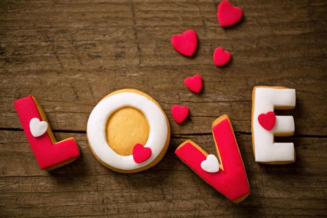 Valentine Cookies And Small Hearts