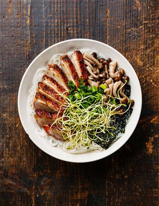 Rice Noodles Bowl With Duck