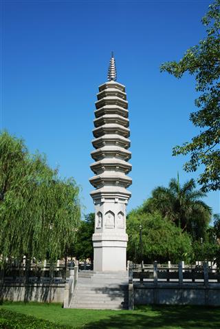 Chinese Tower With Buddha