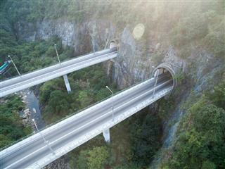 Mountain Highway Roads Connected By Bridge