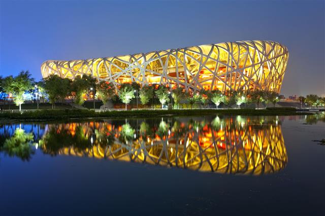 Beijing Olympic Statium At Night