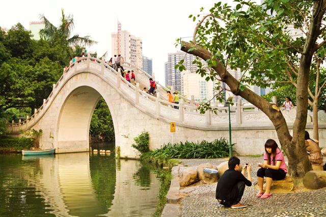 Park With Bridge In Shenzhen China