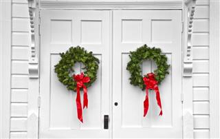 Church Double Door Christmas Wreaths