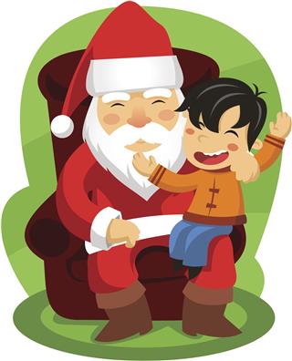 Santa Hugging Little Boy