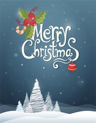 Christmas Card With Graphic Trees