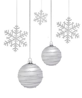 Silver Christmas Bauble And Snowflake