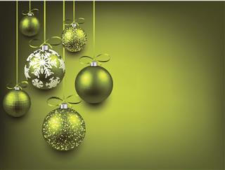Background With Green Christmas Balls