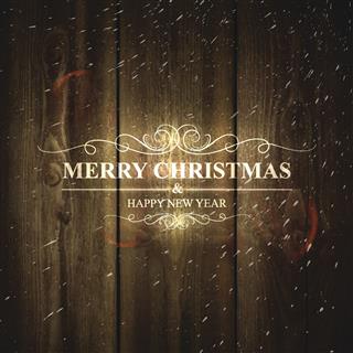 Christmas Lettering On Wooden Background