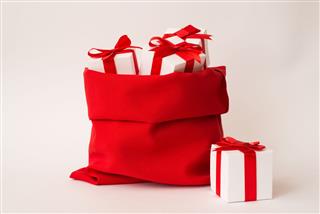 Santa Claus Red Bag With Gifts