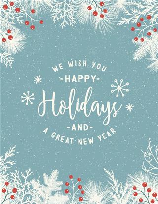 Holiday Frame Background With Evergreen Branches