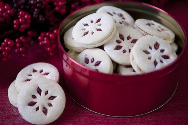 Christmas Cookies In Holiday Tin