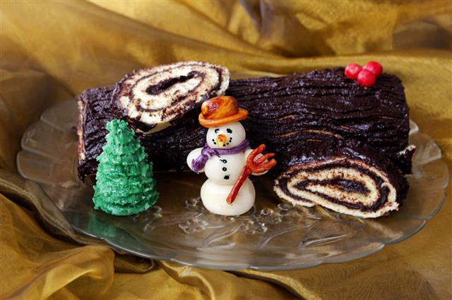 Chocolate Yule Log Christmas Cake