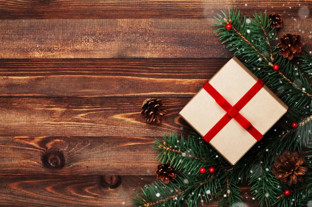 Christmas Background Of Gift Box