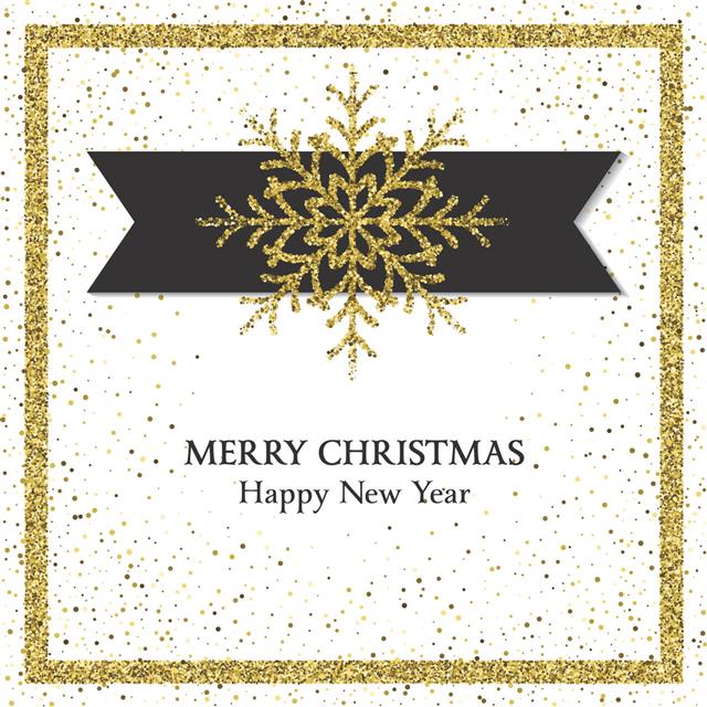 Holiday Card With Golden Metallic Glitter