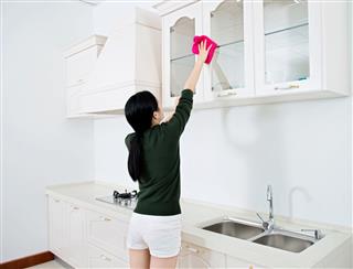 Housewife Cleaning Kitchen
