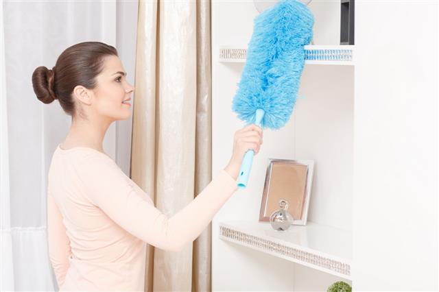 Beautiful Woman Working With Cleaning Sweep
