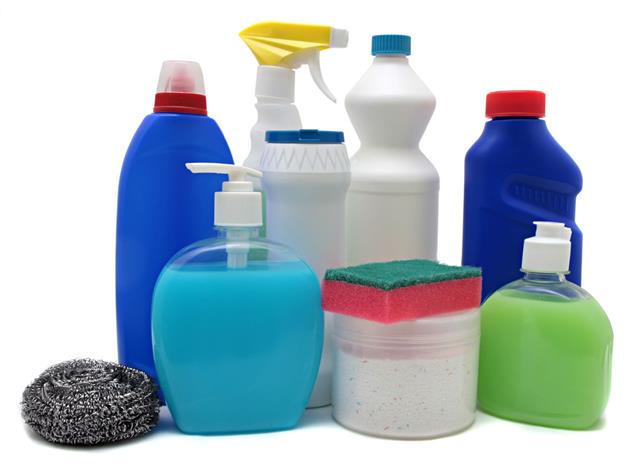Detergent Bottles Isolated Chemical Cleaning Supplies
