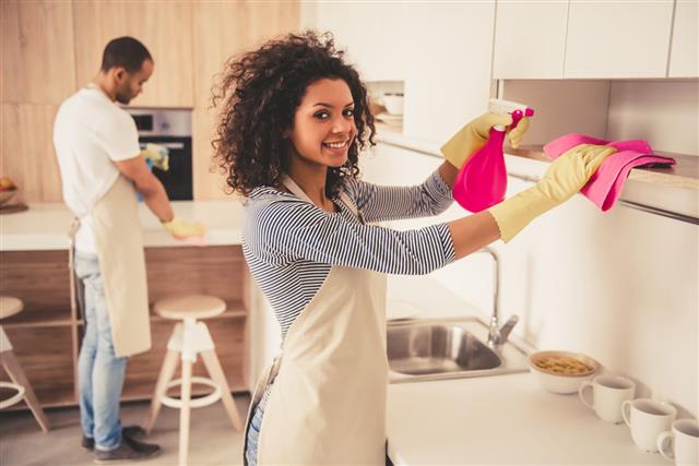 Afro American Couple Cleaning