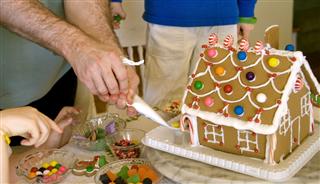 Decorating Christmas Gingerbread House