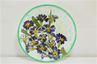 Decoupage Decorated Plate With Flower