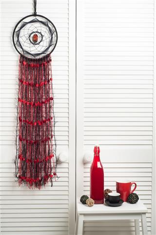 Dream Catcher With Red Black Threads