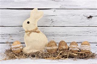 Rustic Easter Eggs And Bunny