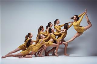 The Group Of Modern Ballet Dancers